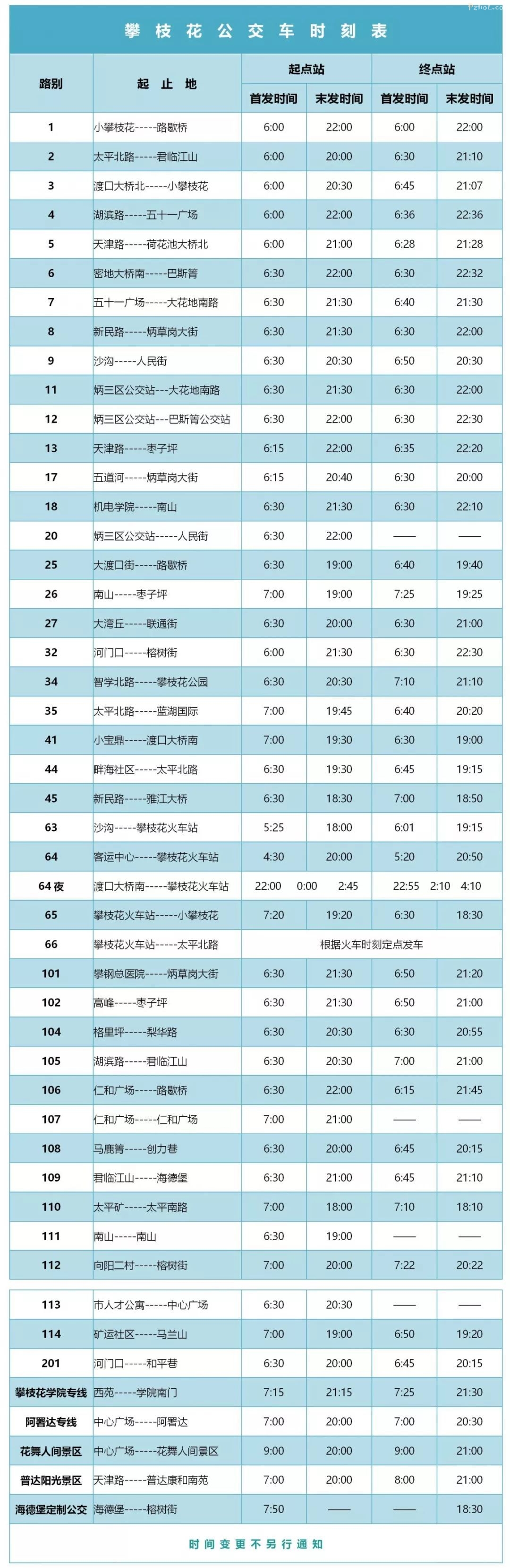 最新最全！攀枝花公交路线、站点、时刻表新鲜出炉！赶紧收藏！