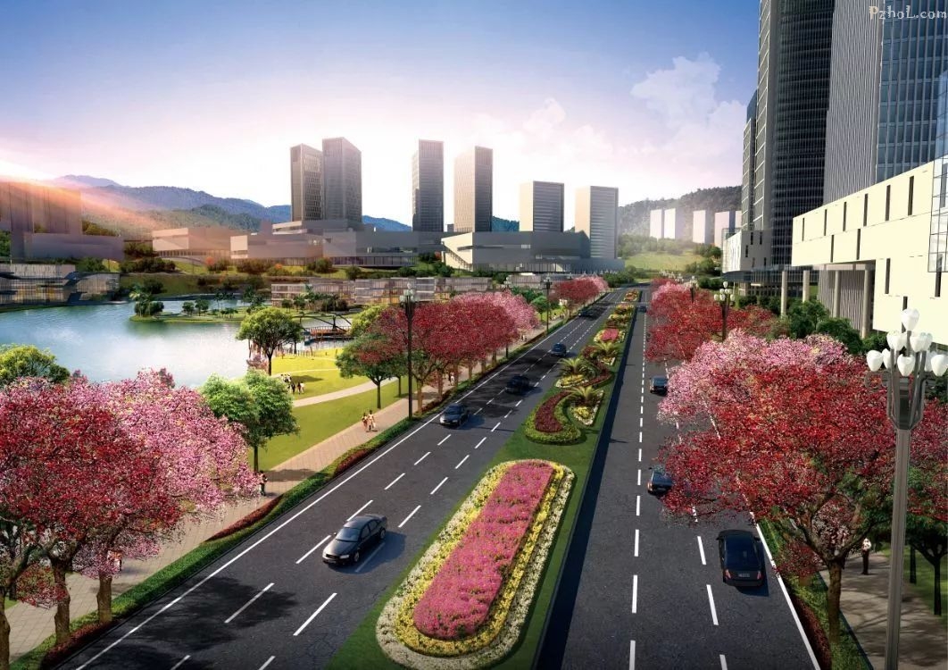 花城新区花城大道规划效果图力争开工项目2个,加快三线文化广场